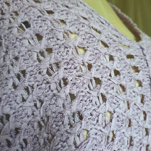 Free People Best Of You Open Weave Knit V-Neck Sweater in Light Purple Moo Sz XS - Picture 6 of 15